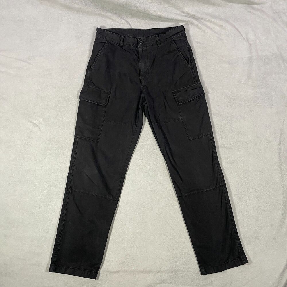 Uniqlo Mens Cargo Pants Size Medium Cotton Stretch Black Utility 321-461602